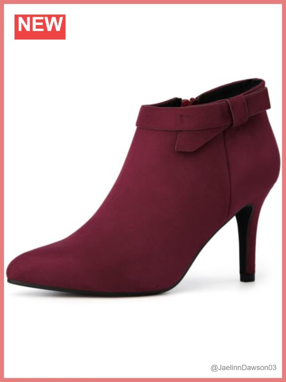 Pointed Toe Stiletto Heel Ankle Booties Faux Suede Side Zip